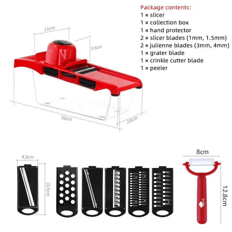 Vegetable Cutter Grater for Vegetables Slicers Shredders Multi Slicer Peeler Carrot Fruit 6 in 1 Gadgets Vegetable Cutting Tools