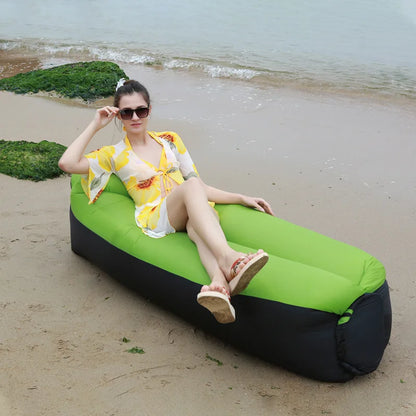 Outdoor Lazy Inflatable Sofa Foldable Portable Air Sofa with Pillow Beach Field Park and Family Courtyard Air Bed