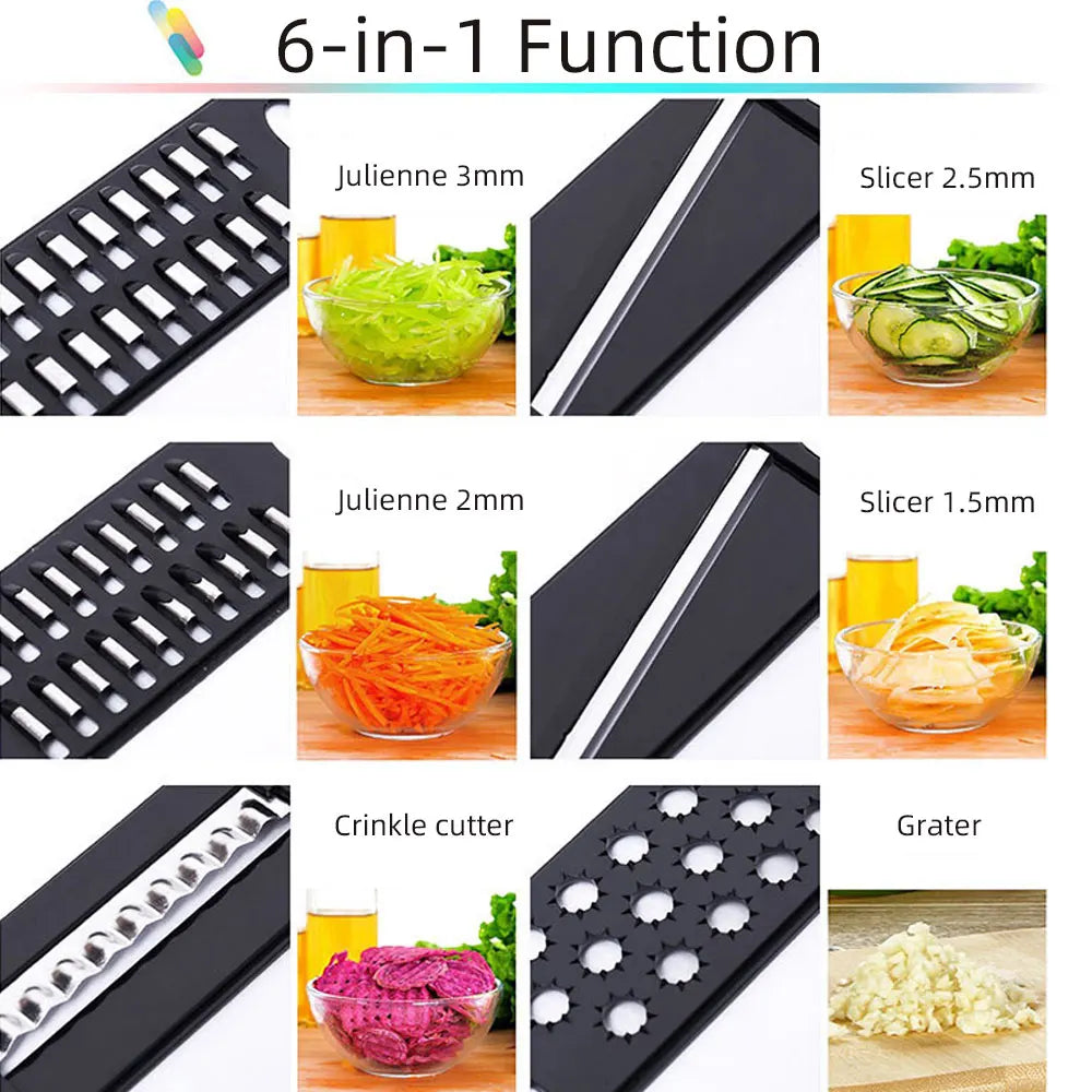 Vegetable Cutter Grater for Vegetables Slicers Shredders Multi Slicer Peeler Carrot Fruit 6 in 1 Gadgets Vegetable Cutting Tools