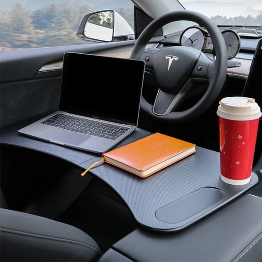 Car Laptop Desk Trestle Table For Tesla Model 3 S X Y Folding Meal Table Steering Wheel Tray Worktable Plate Portable Universal