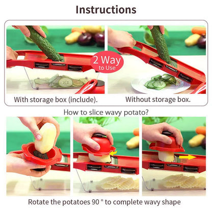 Vegetable Cutter Grater for Vegetables Slicers Shredders Multi Slicer Peeler Carrot Fruit 6 in 1 Gadgets Vegetable Cutting Tools