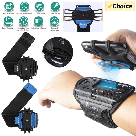 Outdoor Sports Wristband 360°Rotatable Phone Holder Fit 4.5-7’ for iPhone Samsung Huawei Removable Armband Cell Holder Arm Bag ﻿