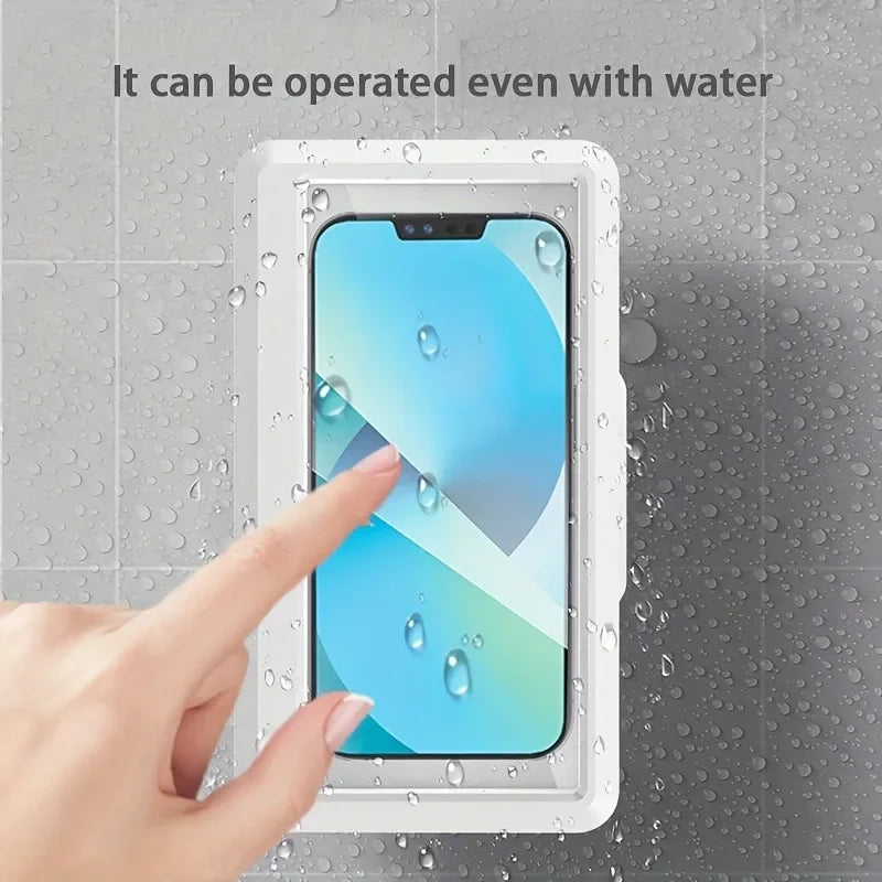 Shower Phone Holder Splash-Proof 360 Rotation Can Be Touched Shower Phone Stand Case Mount For Bathroom Batheub Kitchen Wall