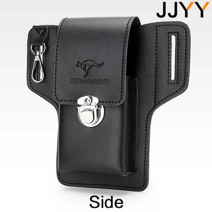 Men Leather Vintage Pack Waist Bag Belt Clip Phone Holster Travel Hiking Cell Mobile Phone Case Cover Belt Pouch Purse Belt