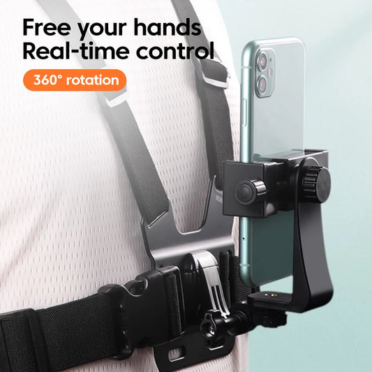 First-Person-View Camera/Mobile Phone Holder With Chest Strap 360 Rotate Climbing Cycling Phone Stand Bike Motorcycle GPS Live