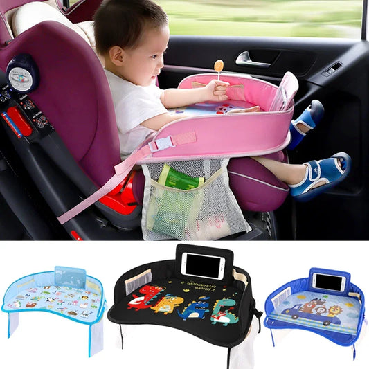 Kids Travel Tray Car Seat Activity and Play Tray Organizer for Children and Toddlers Lap Desk with Tablet Phone Holder Foldable