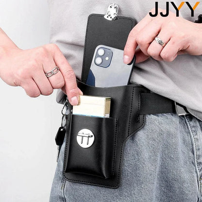 Men Leather Vintage Pack Waist Bag Belt Clip Phone Holster Travel Hiking Cell Mobile Phone Case Cover Belt Pouch Purse Belt