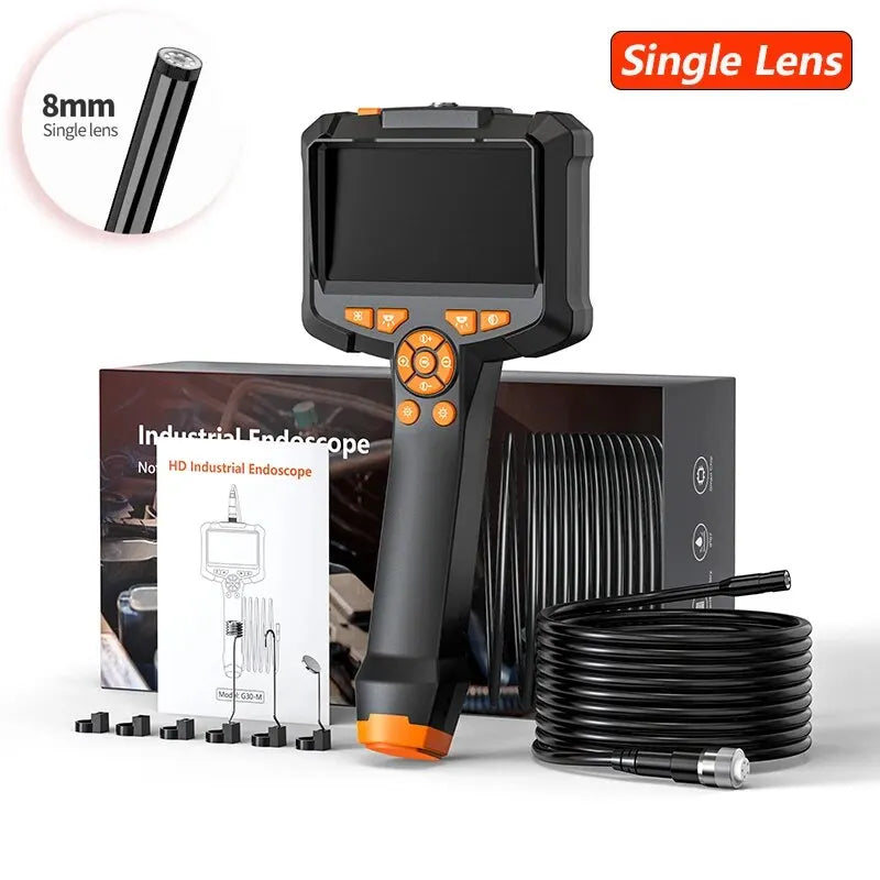 Industrial Endoscope Camera 4.3inch IPS Screen IP67 Waterproof HD1080P 8mm Lens Pipe Sewer Inspection Camera Borescope For Car