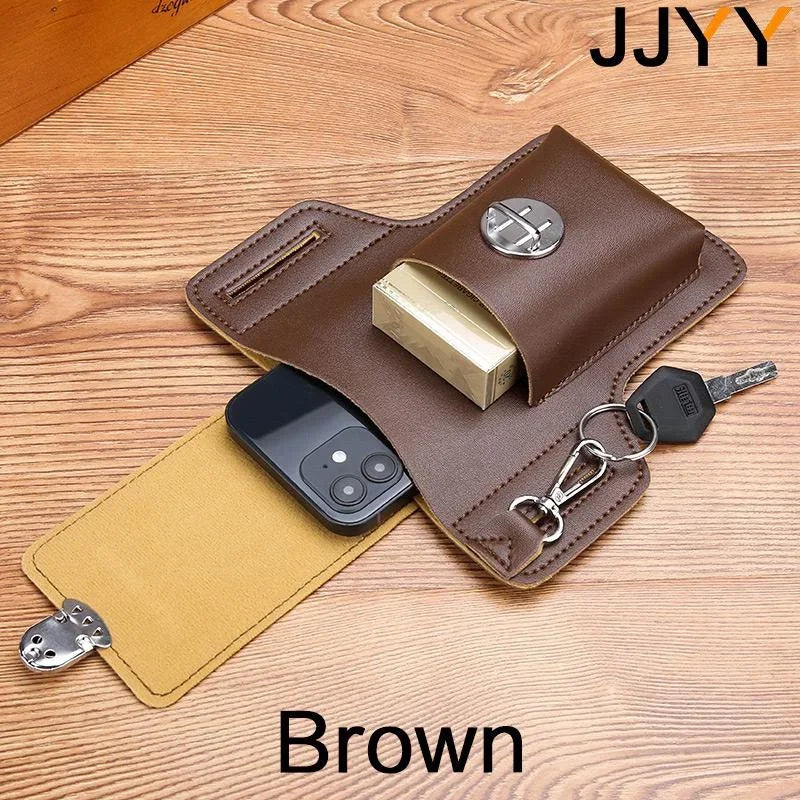 Men Leather Vintage Pack Waist Bag Belt Clip Phone Holster Travel Hiking Cell Mobile Phone Case Cover Belt Pouch Purse Belt